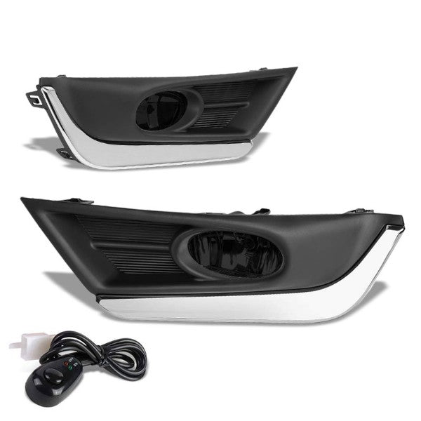 Smoke Lens Front Driving Fog Light Lamp With Chrome Trim+Switch For 17-18 CR-V-Exterior-BuildFastCar