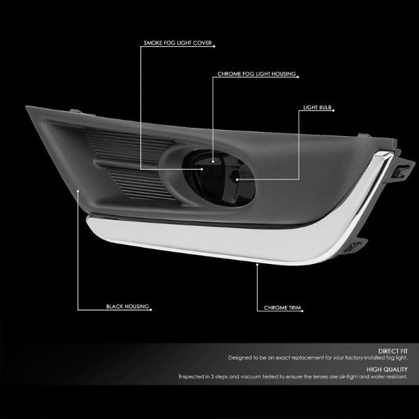 Smoke Lens Front Driving Fog Light Lamp With Chrome Trim+Switch For 17-18 CR-V-Exterior-BuildFastCar
