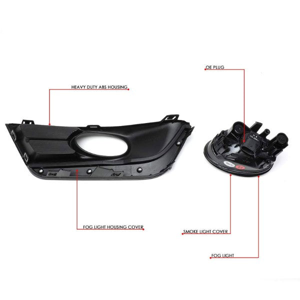 Smoke Lens Front Driving Fog Light Lamp With Chrome Trim+Switch For 17-18 CR-V-Exterior-BuildFastCar