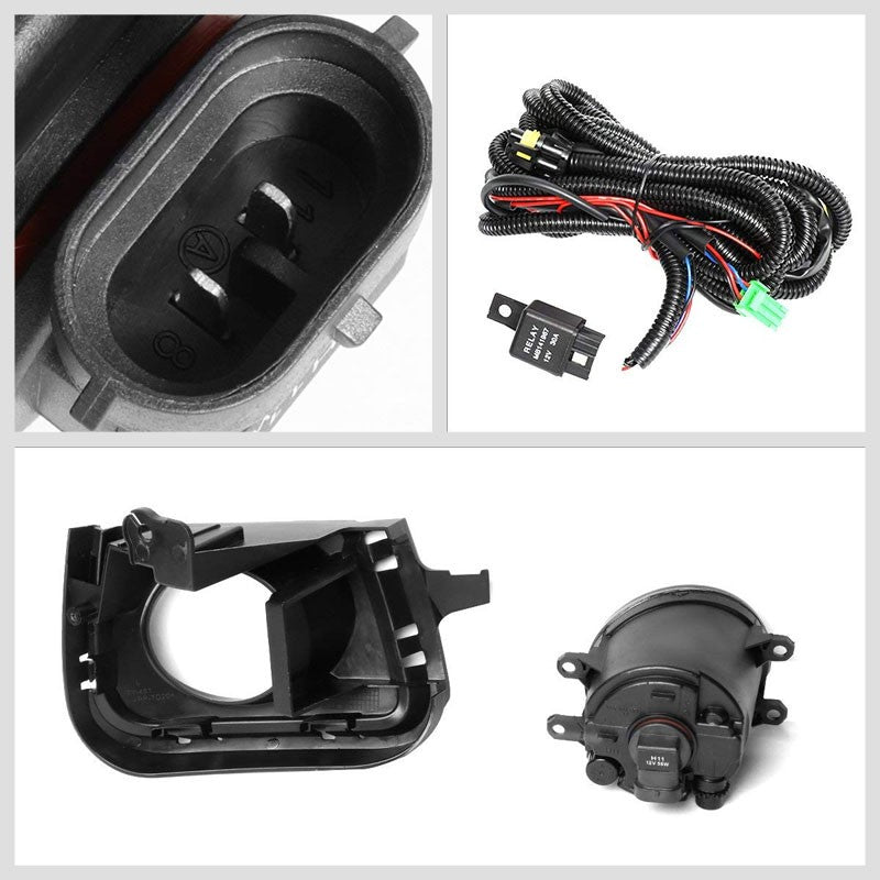 Front Bumper Drive Fog Light Lamp Black Bezel+Bulbs Clear Lens For 12-14 Prius C-Exterior-BuildFastCar