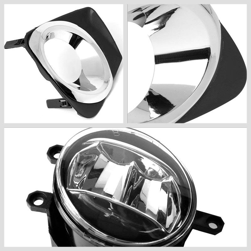 Front Fog Light Lamp Kit+Chrome Bezel 12V 6000K LED Clear Lens For 11-13 Corolla-Exterior-BuildFastCar
