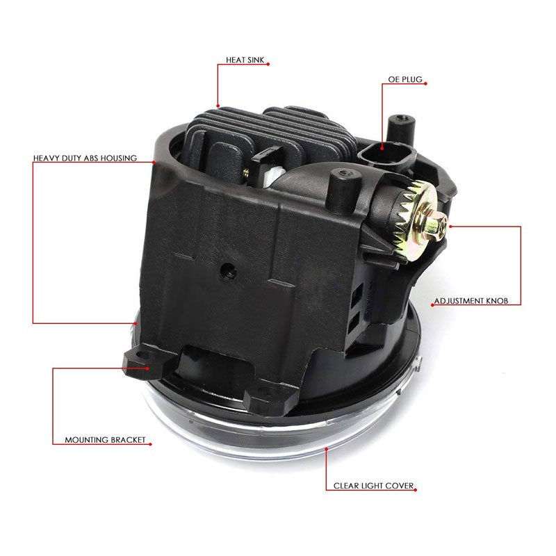 Front Fog Light Lamp Kit+Chrome Bezel 12V 6000K LED Clear Lens For 11-13 Corolla-Exterior-BuildFastCar