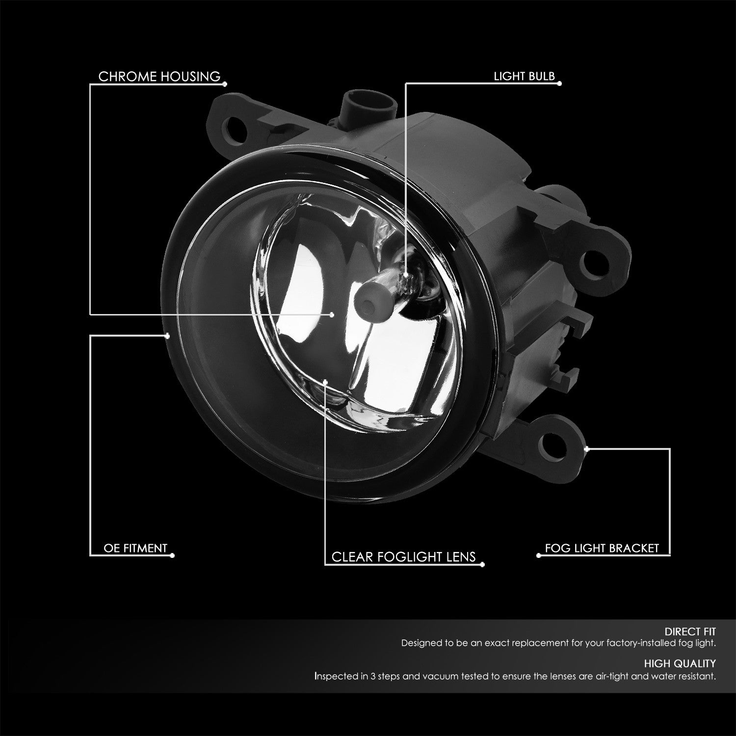 Clear Lens Front Bumper Fog Light Lamp 05+ Mustang Fusion Explorer BFC-FOLK-367-CH