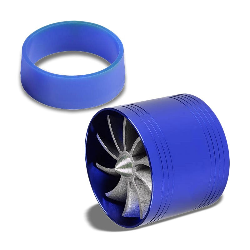 Blue 2.5-2.9" Aluminum Turbine Fan Shortram Intake Turbonator Adaptor Fuel Saver-Performance-BuildFastCar