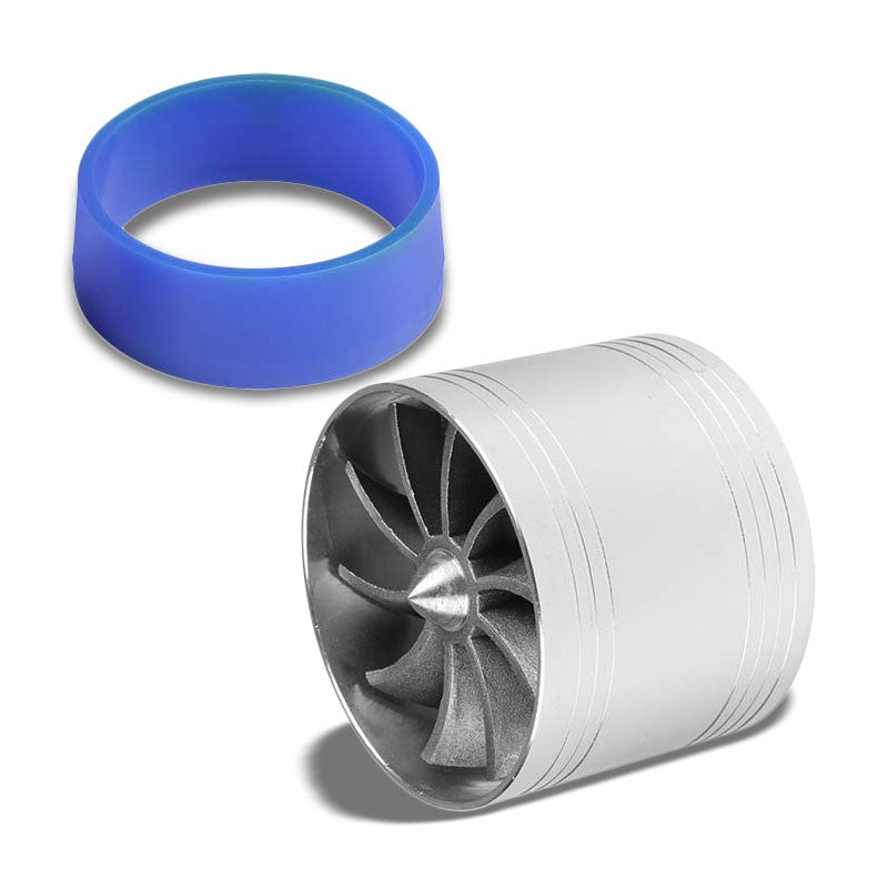 Silver 2.5-2.9" Aluminum Propeller Flow Fan Cold Air Intake Turbonator Gas Saver-Performance-BuildFastCar