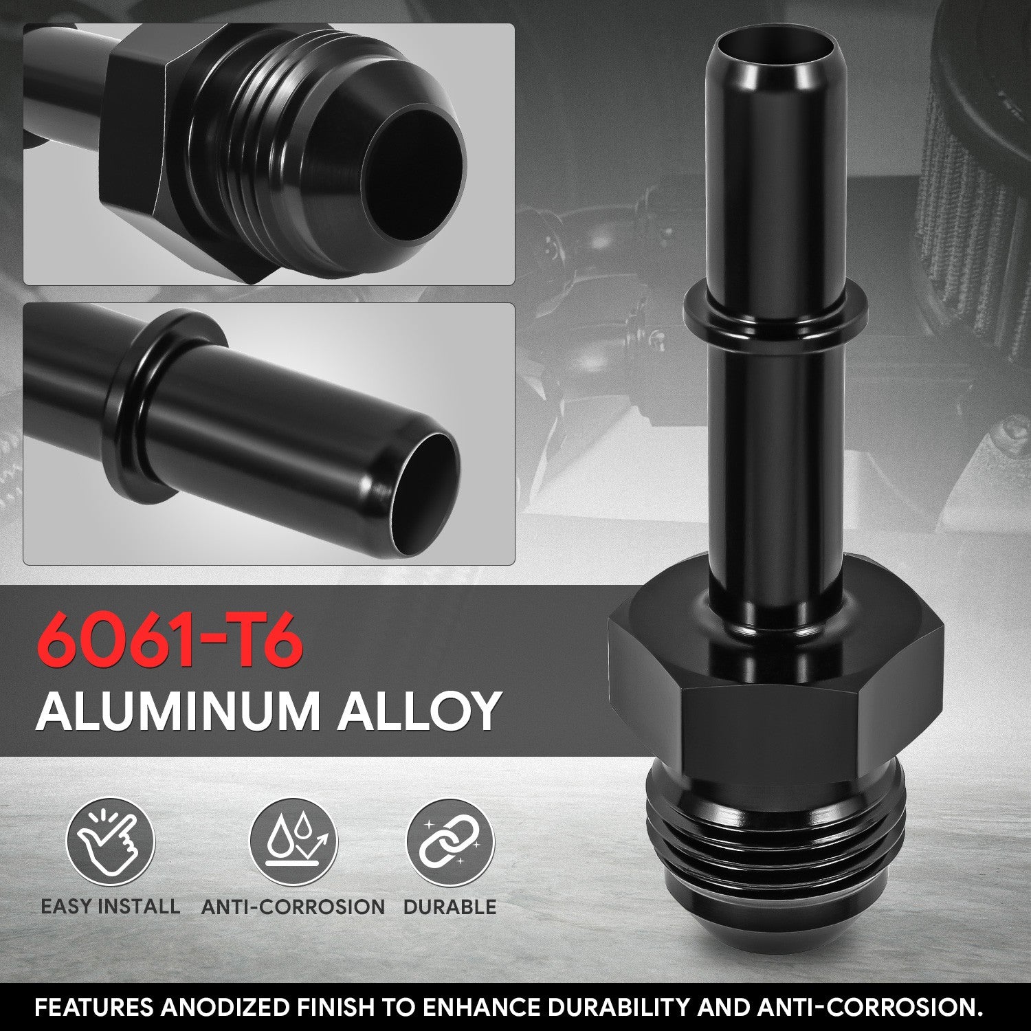 BFC-FIT-1-5A49-06-38-BK Push-on Hose End (Quick-Disconnect) - AN Male BFC-FIT-1-5A49-06-38-BK