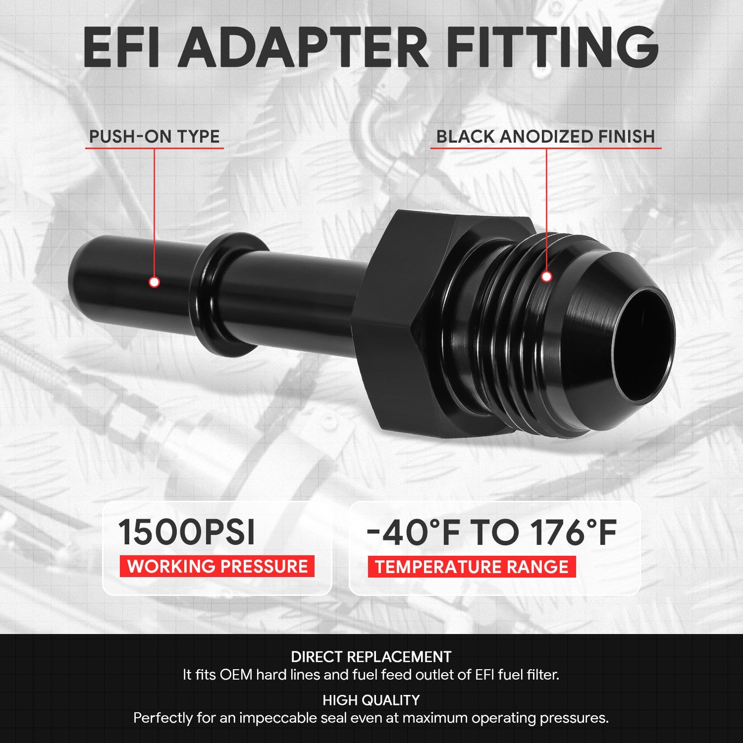 BFC-FIT-1-5A49-08-38-BK Push-on Hose End (Quick-Disconnect) - AN Male BFC-FIT-1-5A49-08-38-BK