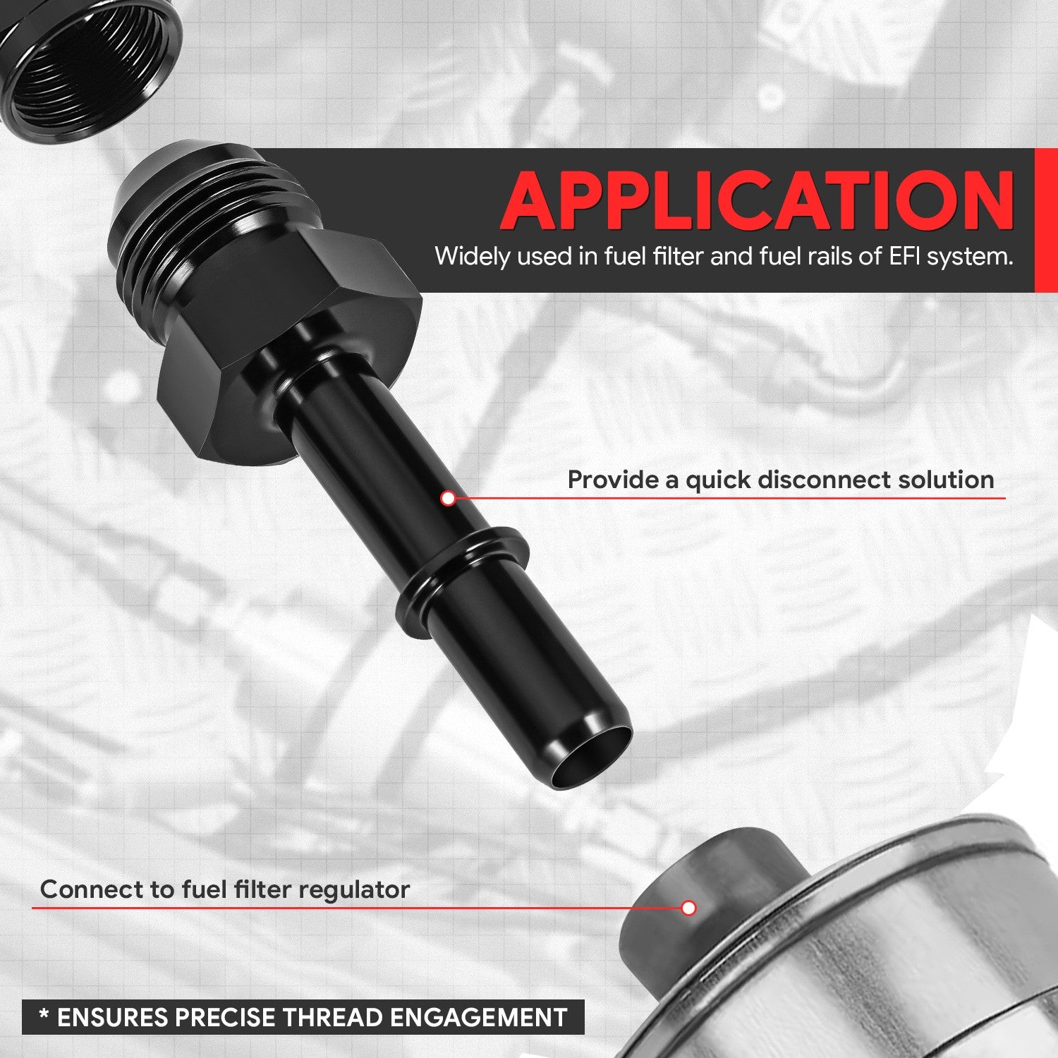 BFC-FIT-1-5A49-08-38-BK Push-on Hose End (Quick-Disconnect) - AN Male BFC-FIT-1-5A49-08-38-BK