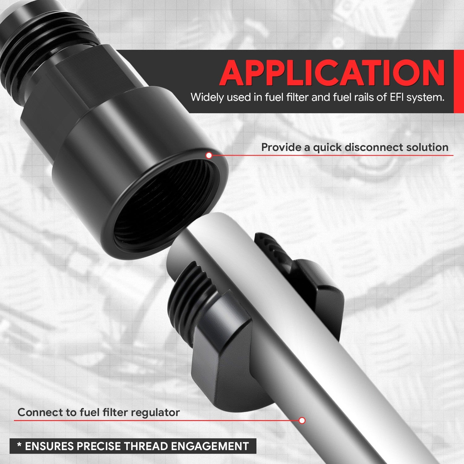 BFC-FIT-1-5A50-06-38-BK Push-on Hose End (Quick-Disconnect) - AN Male BFC-FIT-1-5A50-06-38-BK