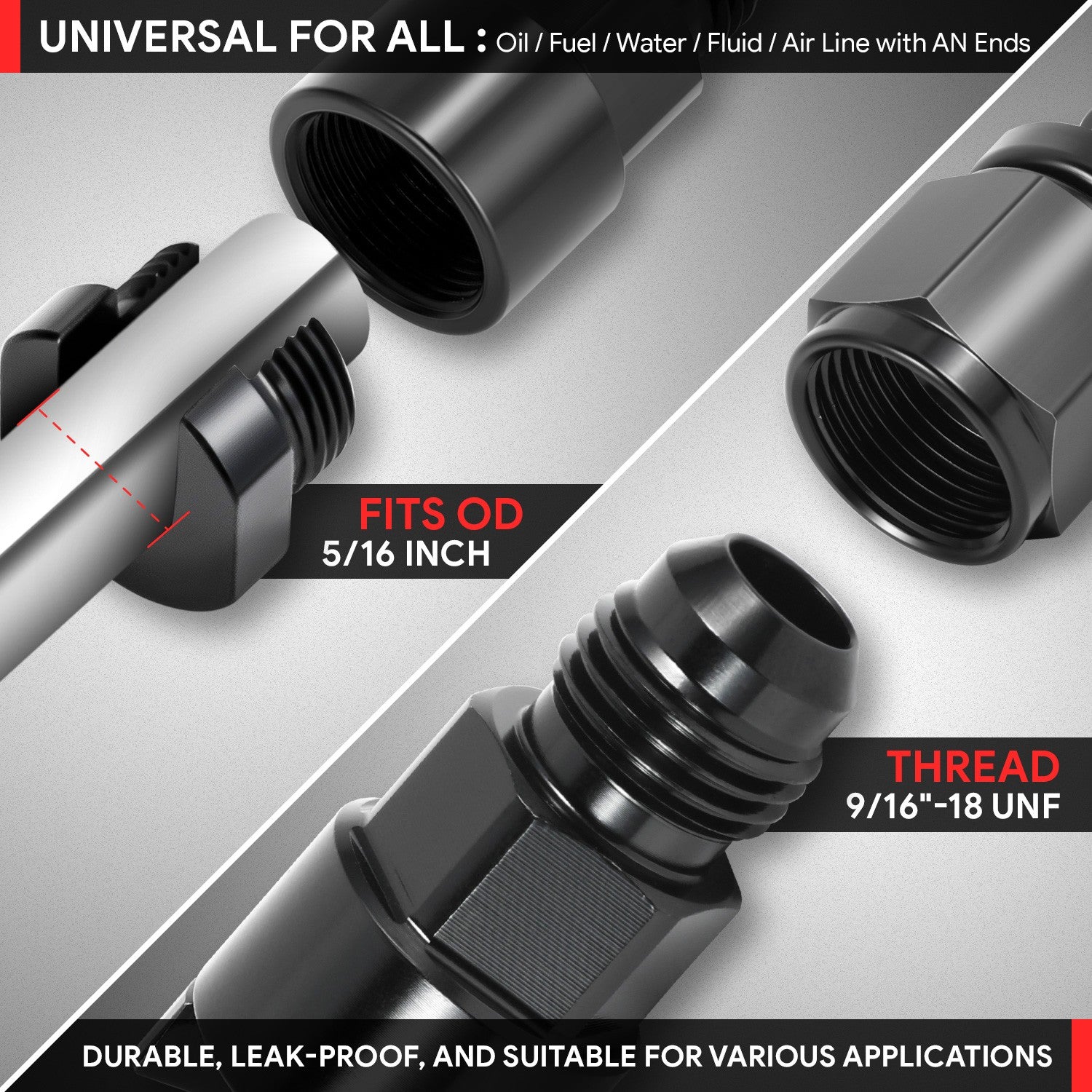 BFC-FIT-1-5A50-06-516-BK Push-on Hose End (Quick-Disconnect) - AN Male BFC-FIT-1-5A50-06-516-BK