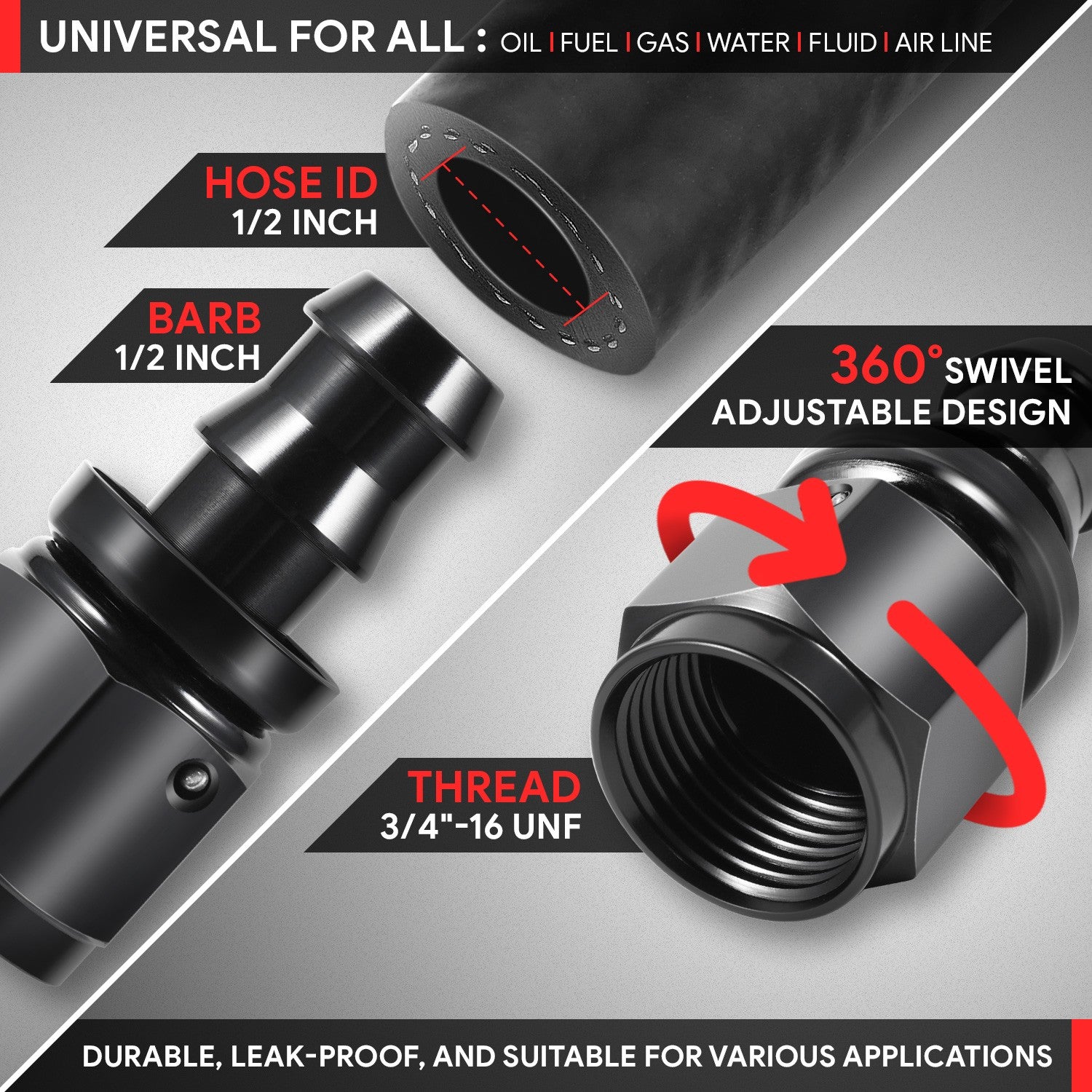 BFC-FIT-041-08-001-BK AN Fitting Push-on Hose End to AN Female BFC-FIT-041-08-001-BK