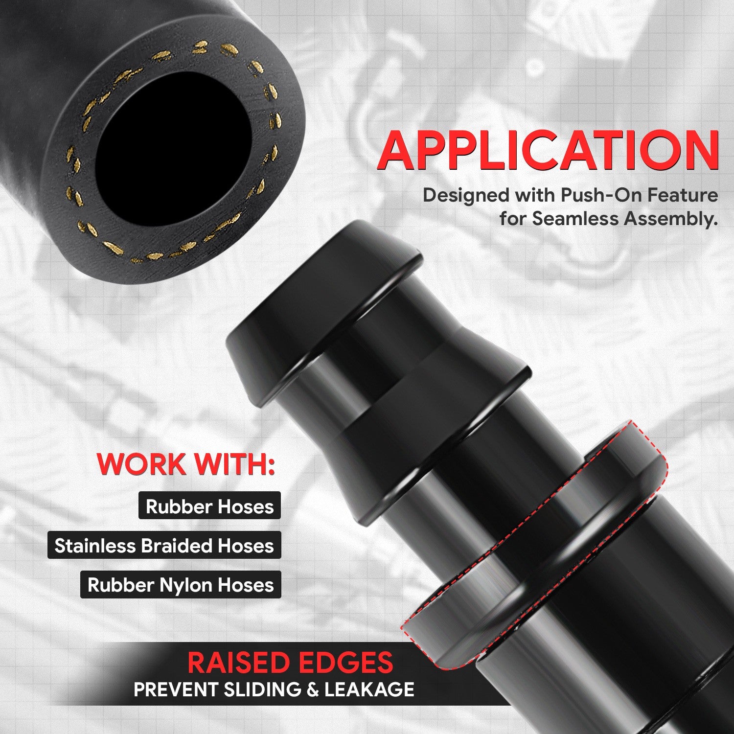 BFC-FIT-041-08-180-BK AN Fitting Push-on Hose End to AN Female BFC-FIT-041-08-180-BK