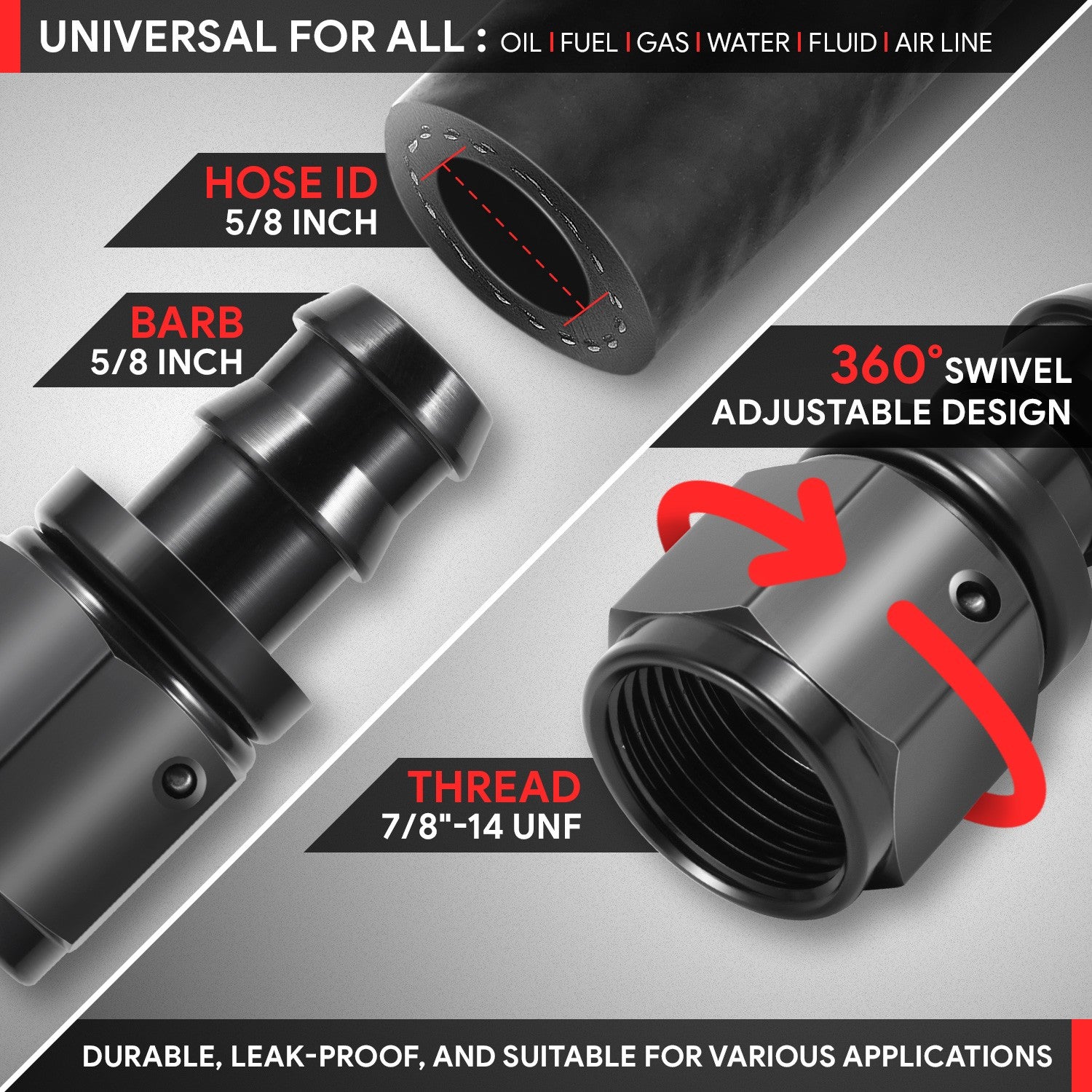 BFC-FIT-041-10-001-BK AN Fitting Push-on Hose End to AN Female BFC-FIT-041-10-001-BK
