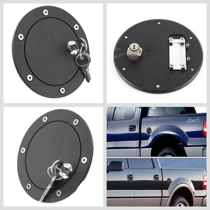 Black Bolt-On Gas Fuel Tank Door Cover Cap+Lock+Key For Ford 04-08 F-150/Mark LT-Locks & Hardware-BuildFastCar