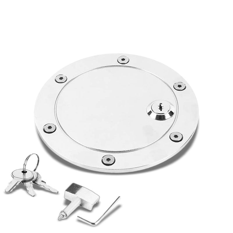 Chrome Bolt-On Gas Fuel Tank Door Cover Cap+Lock+Key For Ford 04-08 F-150/MarkLT-Locks & Hardware-BuildFastCar