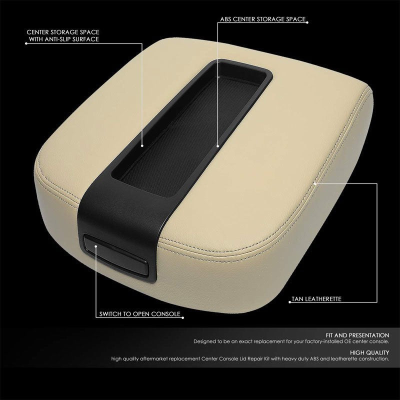 Beige Factory Style Center Console Tray Lid Armrest Cover For 07-14 GMC Yukon-Consoles & Parts-BuildFastCar