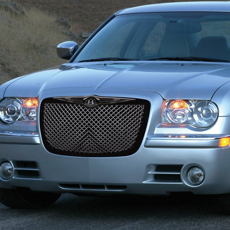 Black Diamond Mesh Style Replacement Front Grille For 05-10 300 V6/V8 DOHC/SOHC-Exterior-BuildFastCar