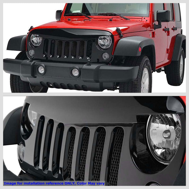 Black Angry Bird/Diamond Mesh Style Front Grille For 07-15 Jeep Wrangler JK V6-Exterior-BuildFastCar