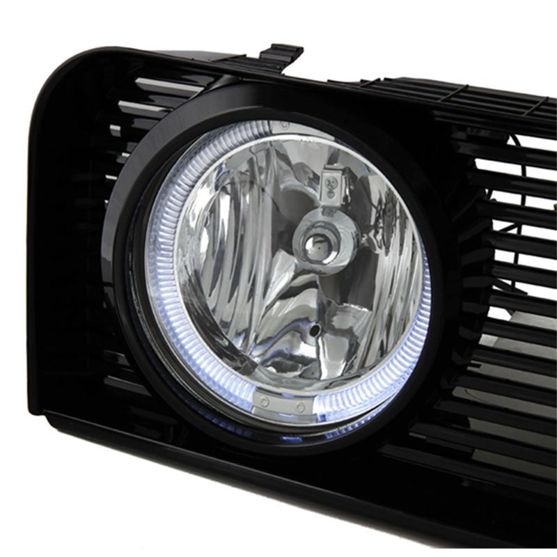 Black Vent Style Front Grille+Chrome Halo Foglight For 05-09 Ford Mustang S197-Exterior-BuildFastCar