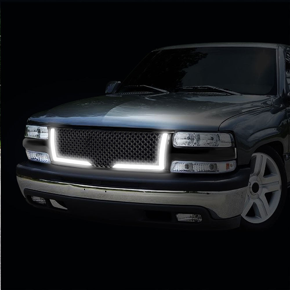 00-06 Suburban 1500 Glossy Black Mesh w/LED Front Grille