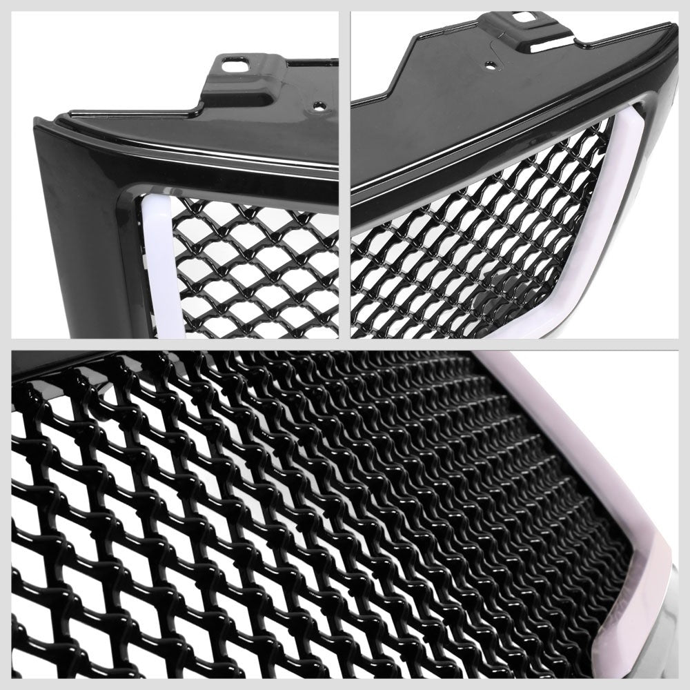 07-13 Silverado 1500 Glossy Black Mesh w/LED Front Grille
