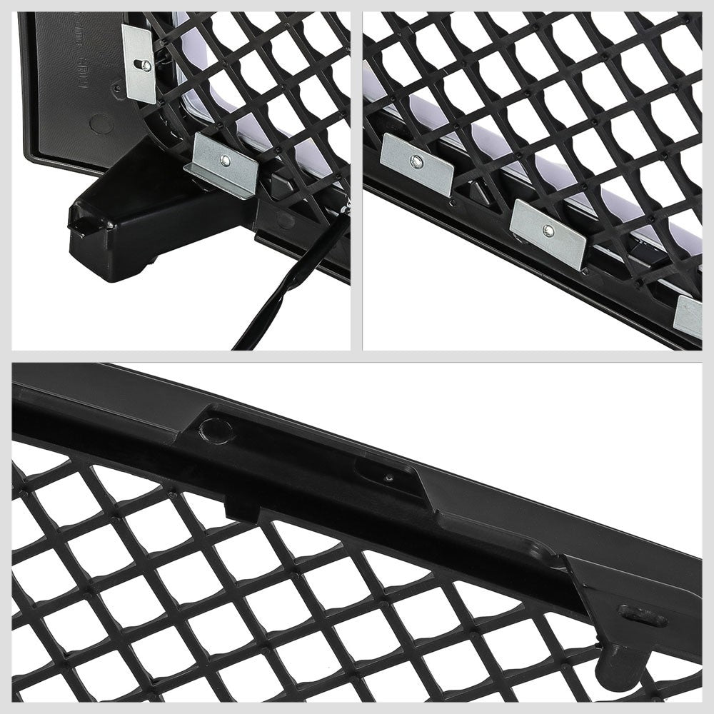 BFC-FGR-1-LB-002T2-MBK Matte Black Diamond Mesh LED DRL Front Grille BFC-FGR-1-LB-002T2-MBK