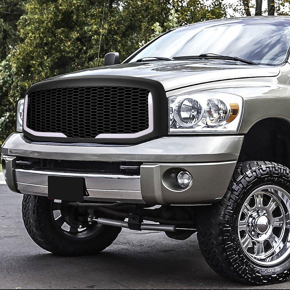 06-08 Ram 1500 Matte Black Mesh w/LED Front Grille