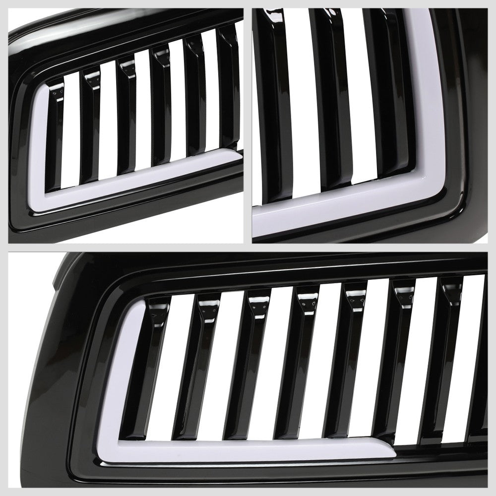 Black Glossy Badgeless Vertical Slat Style Front Grille w/LED For 09-10 Ram 1500