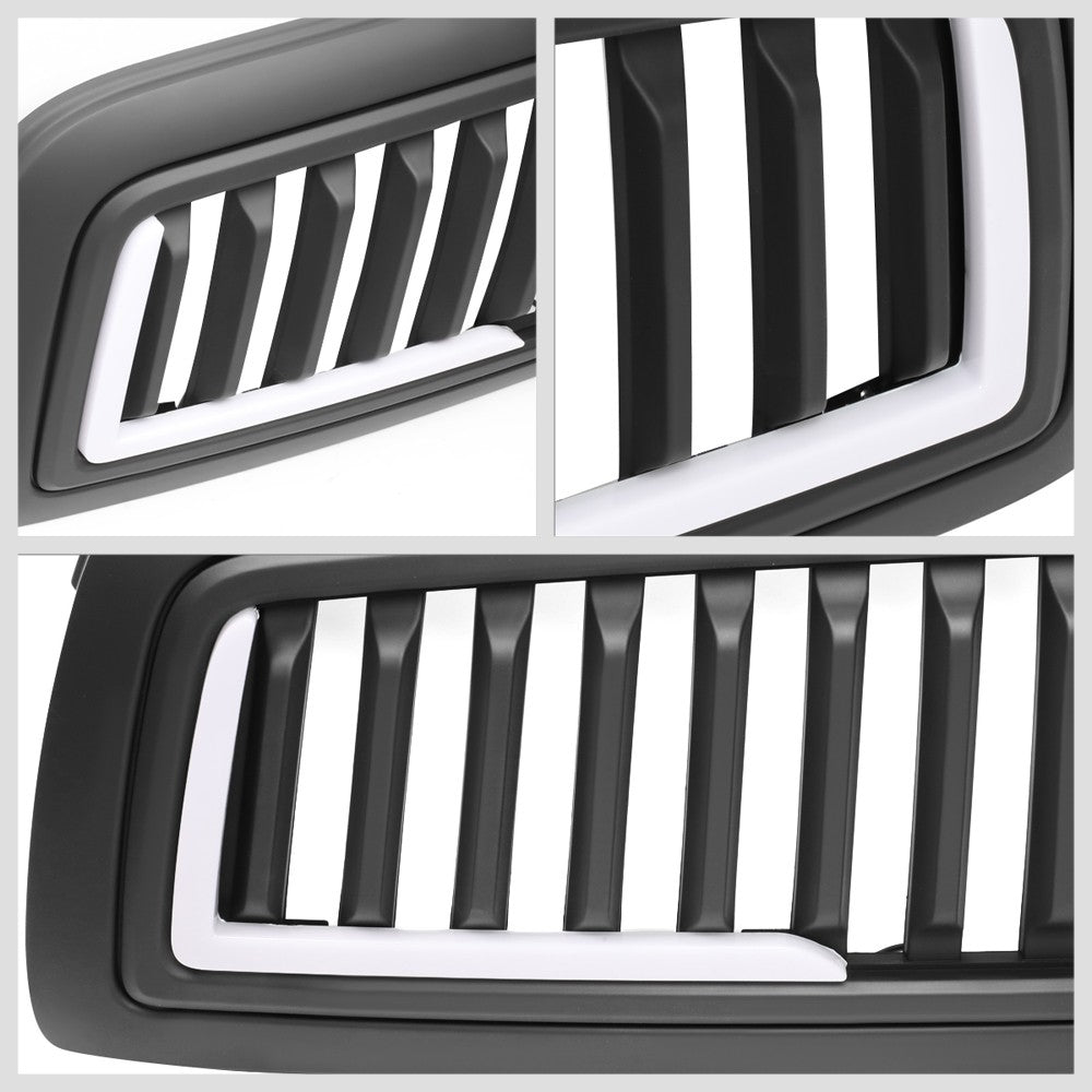 Black Matte Badgeless Vertical Slat Style Front Grille w/LED For 11-12 Ram 1500