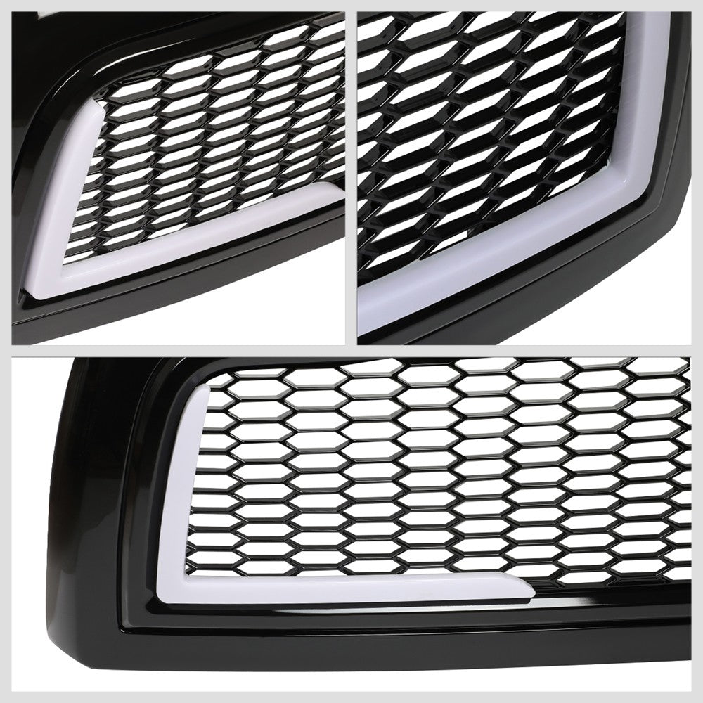 Black Glossy Badgeless Vertical Slat Style Front Grille w/LED For 10-18 Ram 2500 3500
