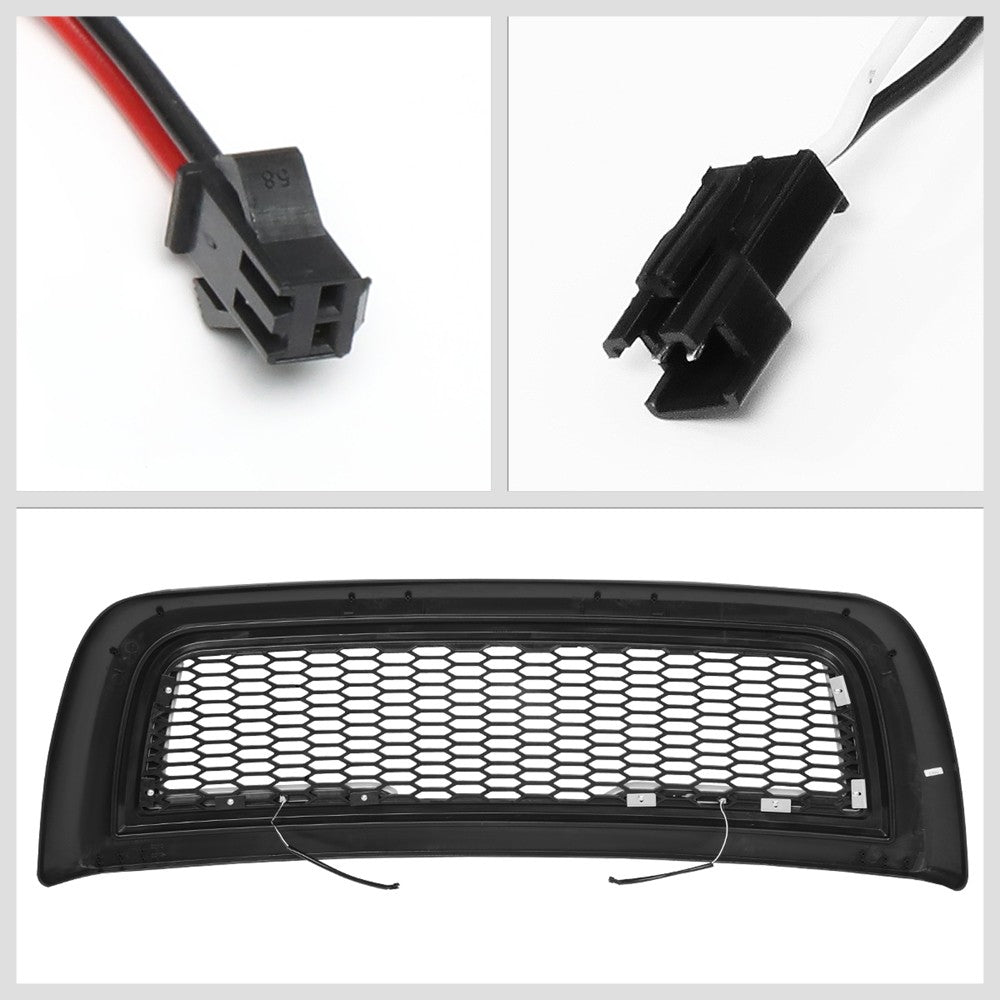 Black Glossy Badgeless Vertical Slat Style Front Grille w/LED For 10-18 Ram 2500 3500