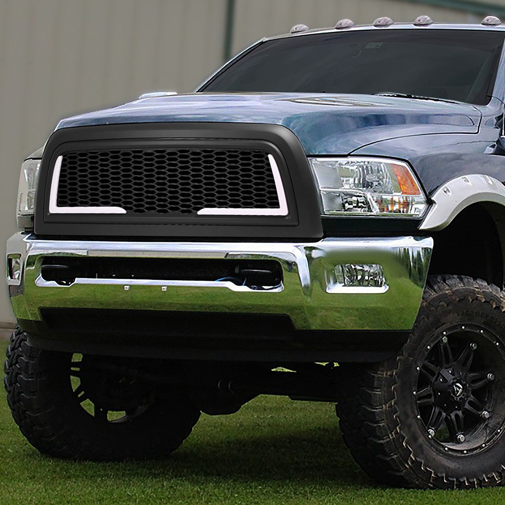 Black Matte Badgeless Vertical Slat Style Front Grille w/LED For 10-18 Ram 2500