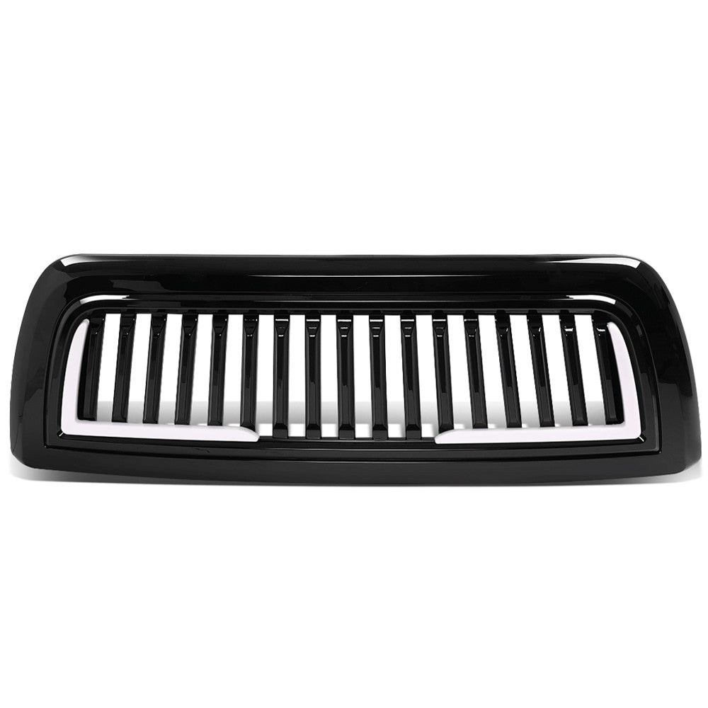 Black Glossy Badgeless Vertical Slat Style Front Grille w/LED For 10-18 Ram 3500 BFC-FGR-010-T8