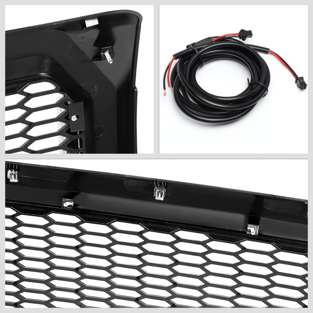 Black Matte Honeycomb Mesh Front Grille L-Shape LED Bar 09-14 F-150 BFC-FGR-1-LB-013-T6