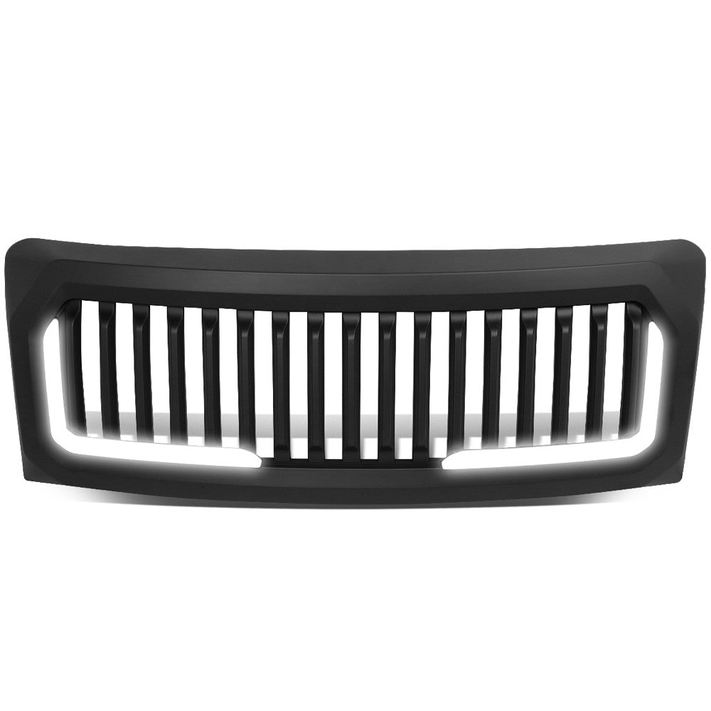 Black Matte Badgeless Vertical Slat Style Front Grille w/LED For 09-14 F-150 BFC-FGR-013-T9