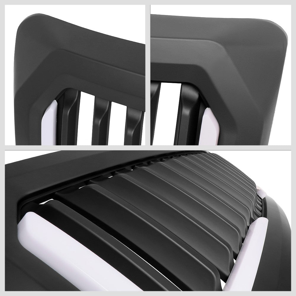 Black Matte Badgeless Vertical Slat Style Front Grille w/LED For 09-14 F-150
