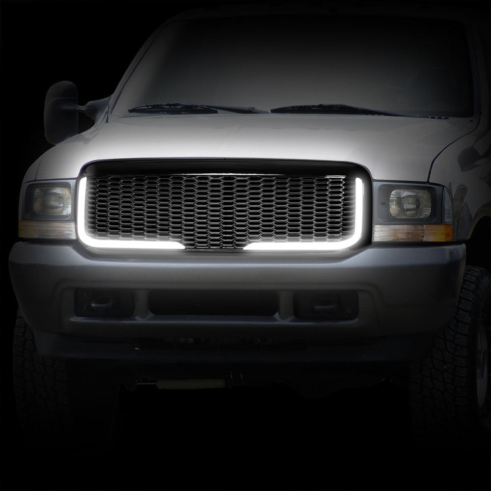 99-04 F-250 Super Duty Glossy Black Mesh w/LED Front Grille