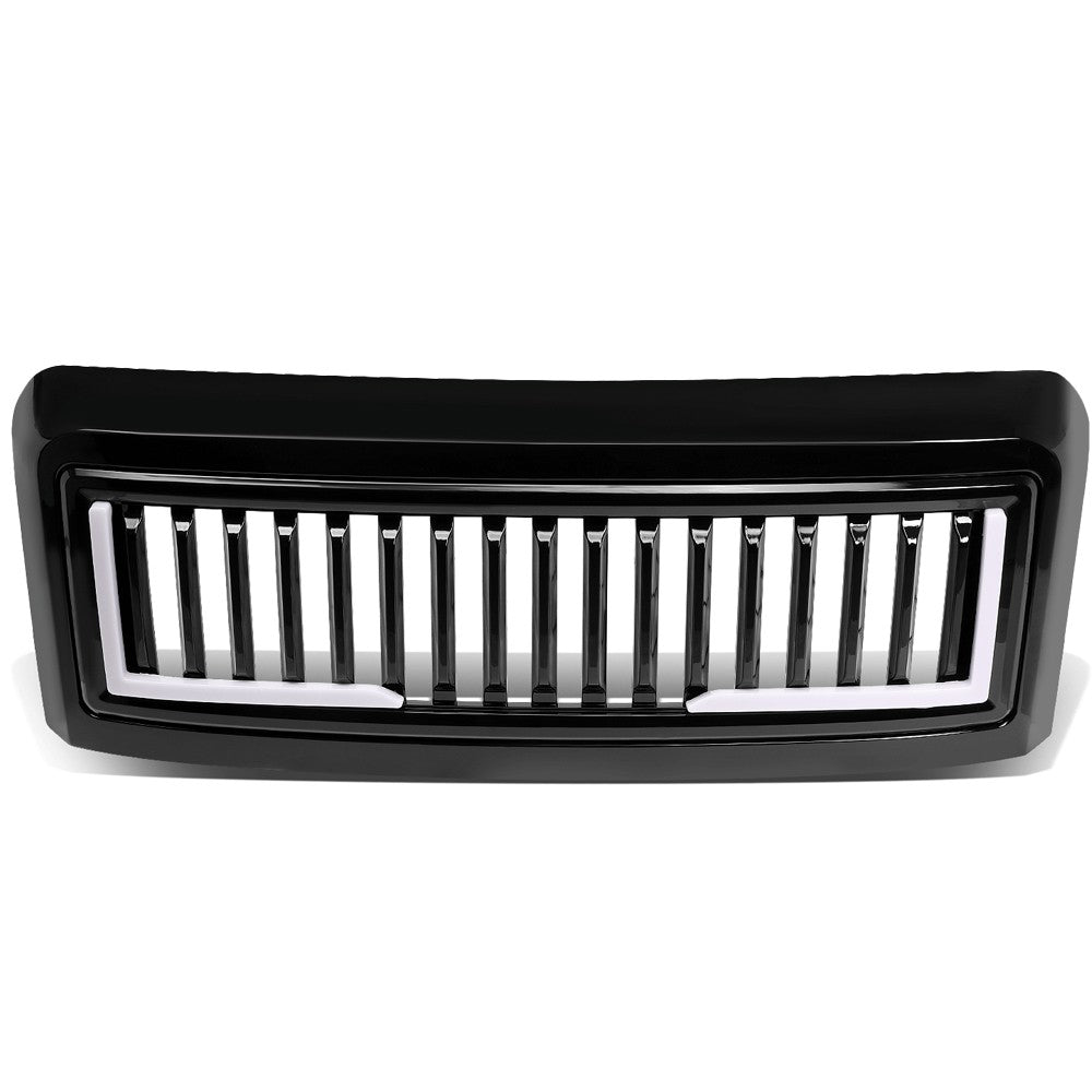 Black Glossy Badgeless Vertical Slat Style Front Grille w/LED For 08-10 F-250 SD BFC-FGR-018-T8