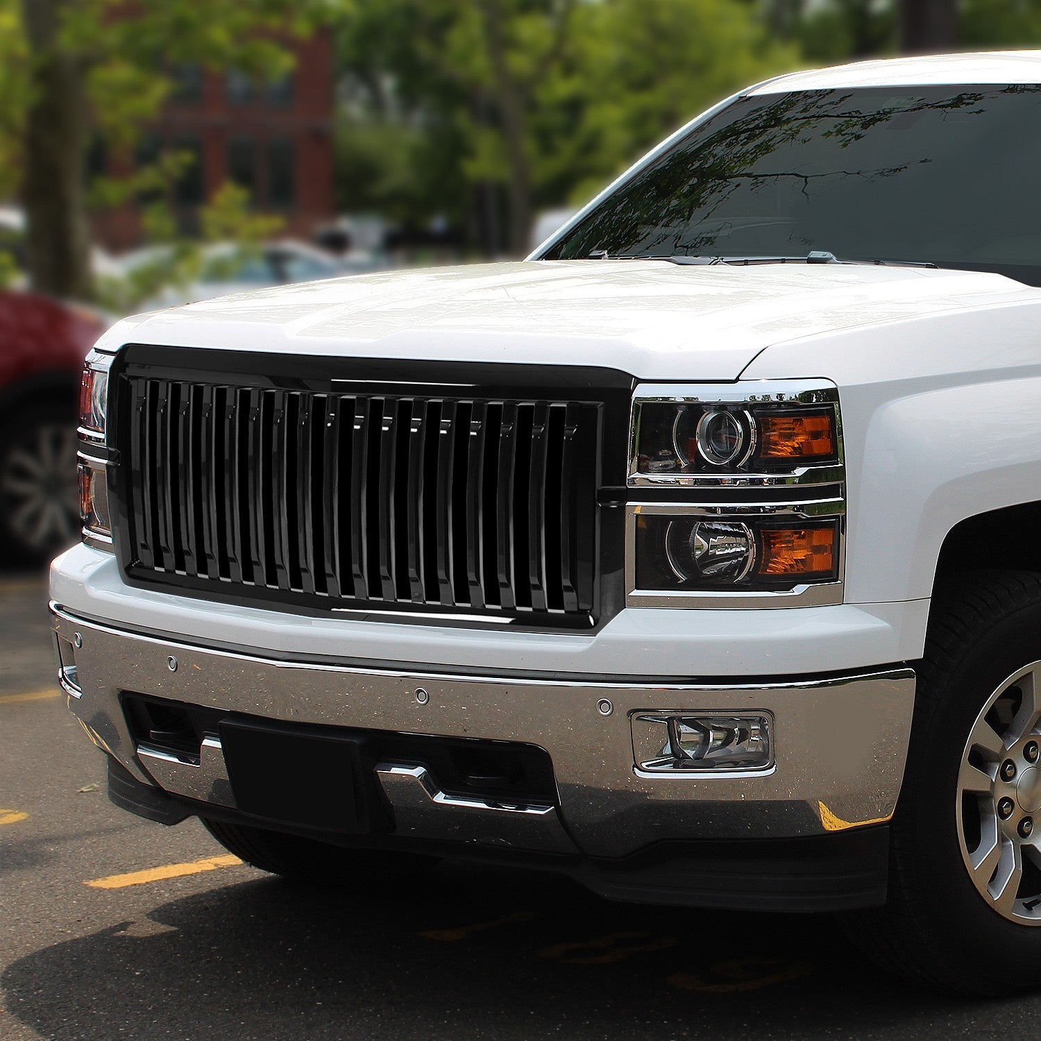Black Glossy Vertical Slat Front Grille 14-15 Chevrolet Silverado 1500 BFC-FGR-1-OH-004-T3