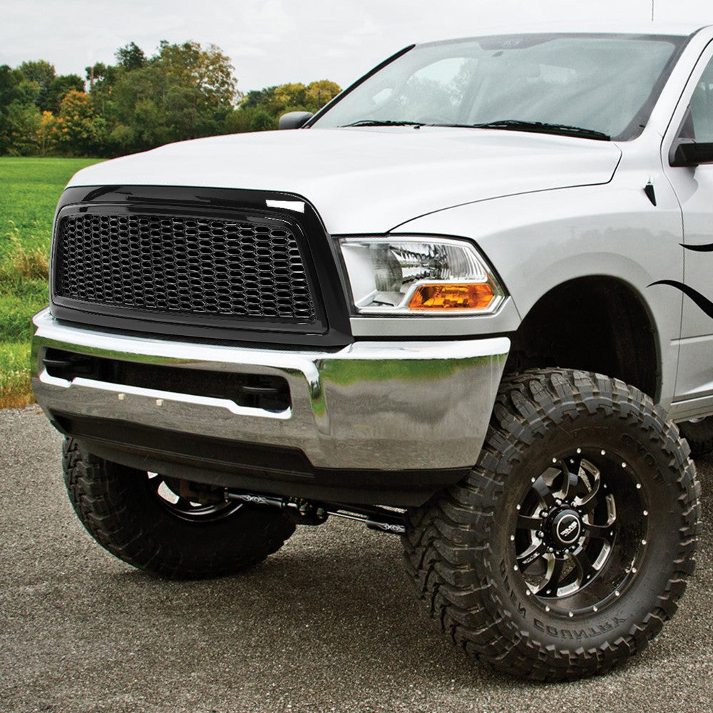 Black Glossy Badgeless Vertical Slat Style Front Grille For 09-10 Dodge Ram 1500