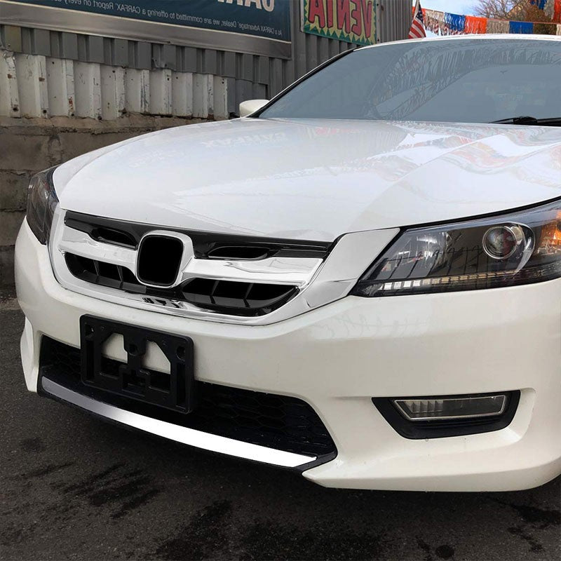 Vertical Fence Glossy Black/Chrome Trim Front Upper Grille For 13-15 Accord 4-DR-Grilles-BuildFastCar-BFC-FGR-1-HON13ACC-CH