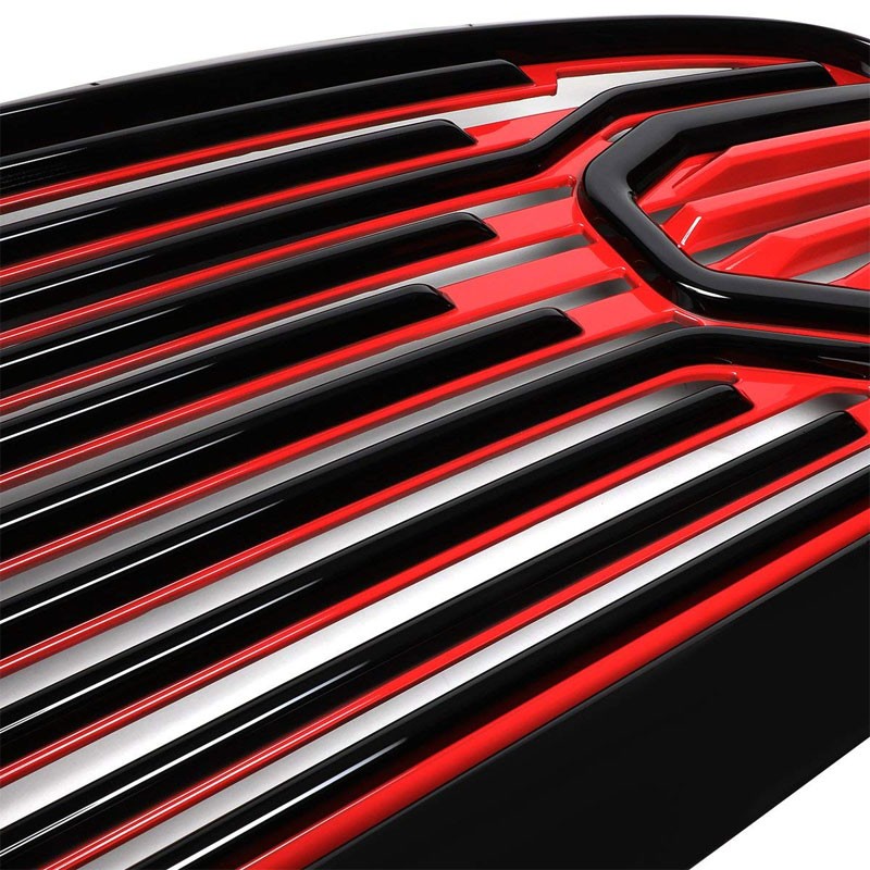Black Frame/Red Vent Louver Front Replacement Grille For 13-18 Ram 1500 V6/V8-Exterior-BuildFastCar