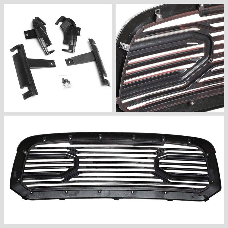 Black Frame/Red Vent Louver Front Replacement Grille For 13-18 Ram 1500 V6/V8-Exterior-BuildFastCar