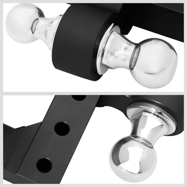 Black Universal Aluminum Dual Ball Mount Adjustable Trailer Tow Hitch Receiver-Truck & Towing-BuildFastCar-BFC-HITCALU-001BK