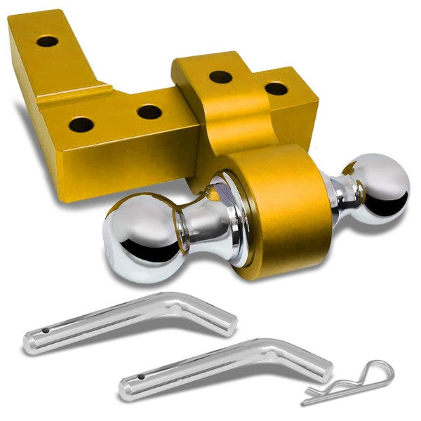 Gold Universal Aluminum Dual Ball Mount Adjustable Trailer Tow Hitch Receiver-Truck & Towing-BuildFastCar-BFC-HITCALU-001GD