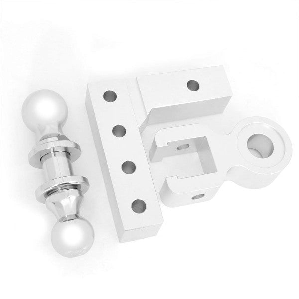 Silver Universal Aluminum Dual Ball Mount Adjustable Trailer Tow Hitch Receiver-Truck & Towing-BuildFastCar-BFC-HITCALU-001SL