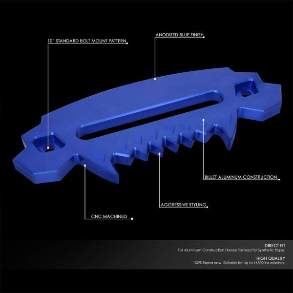 10" Blue Universal Aluminum Hawse Fairlead For Synthetic Winch Rope/Cable ATV-Truck & Towing-BuildFastCar-BFC-HITCALU-003BL