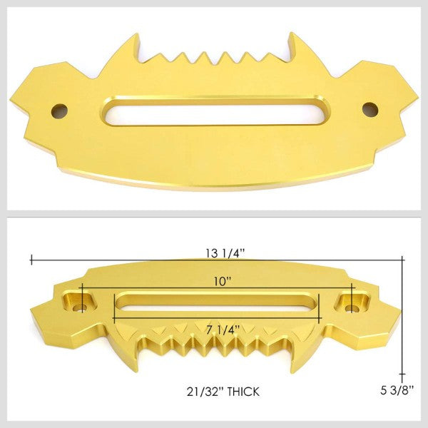 10" Gold Universal Aluminum Hawse Fairlead For Synthetic Winch Rope/Cable ATV-Truck & Towing-BuildFastCar-BFC-HITCALU-003GD