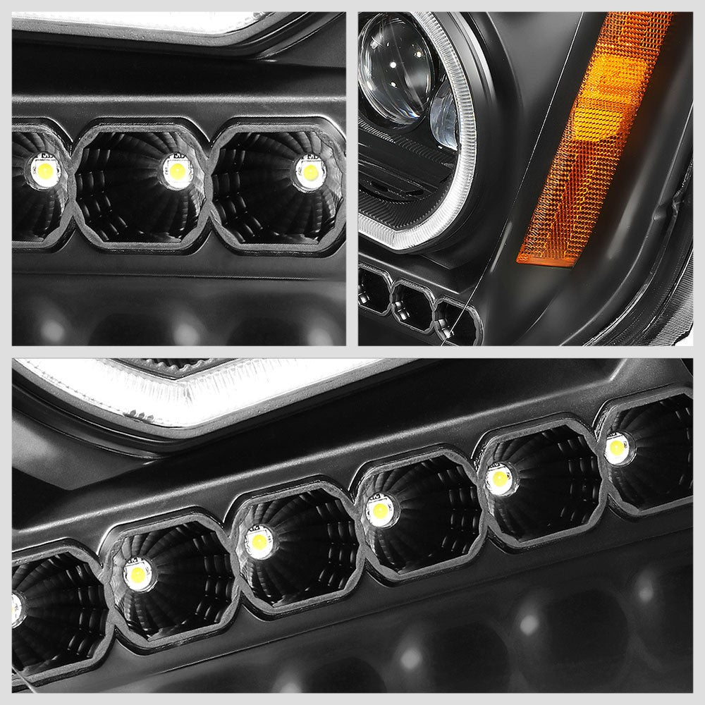 Black Housing Clear Lens LED Trailer Headlight For 08-17 Freightliner Cascadia