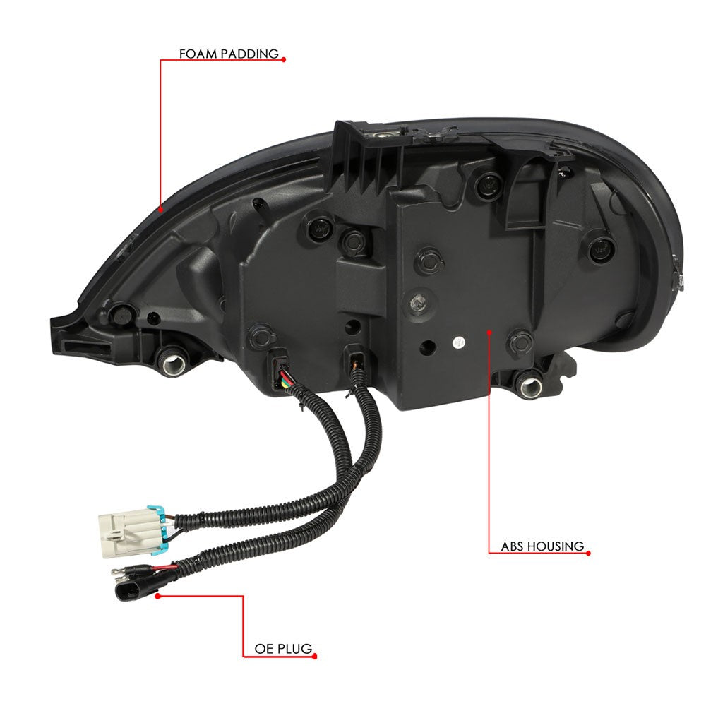 Black Housing Clear Lens LED Trailer Headlight For 04-17 Freightliner Columbia